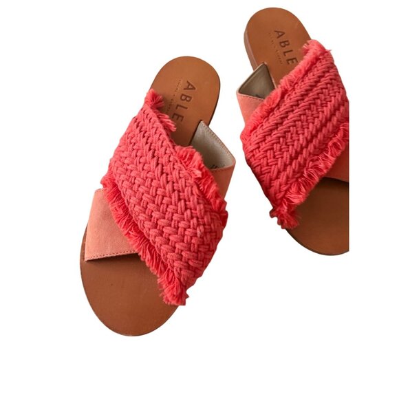 ABLE Orange Woven Braided Slides Sandals Size 7 - Picture 5 of 10